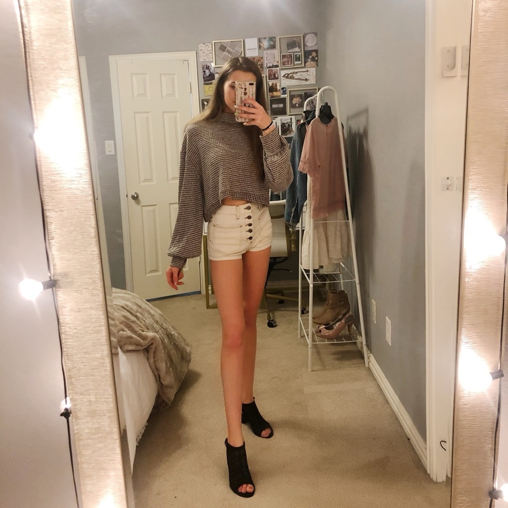 Free people dark purple cropped mock neck sweater